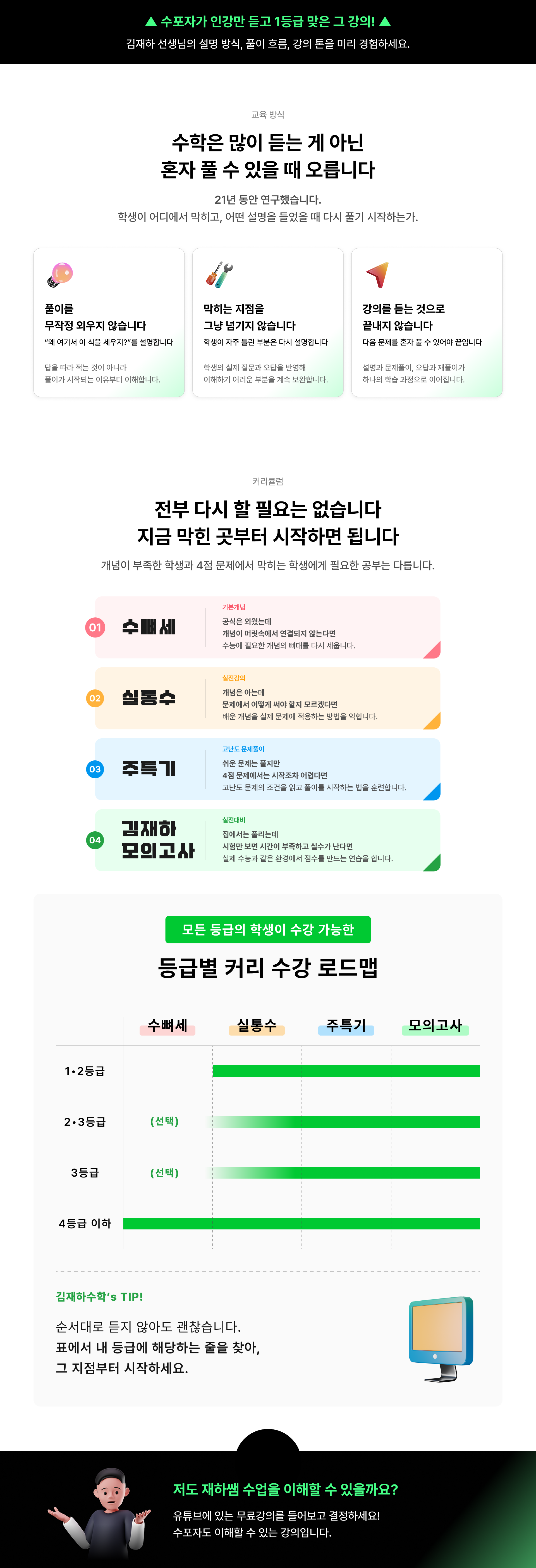 지금 막힌 곳부터 시작하면 됩니다 - 수뼈세(기본개념), 실통수(실전강의) 등 수준별 강의 안내